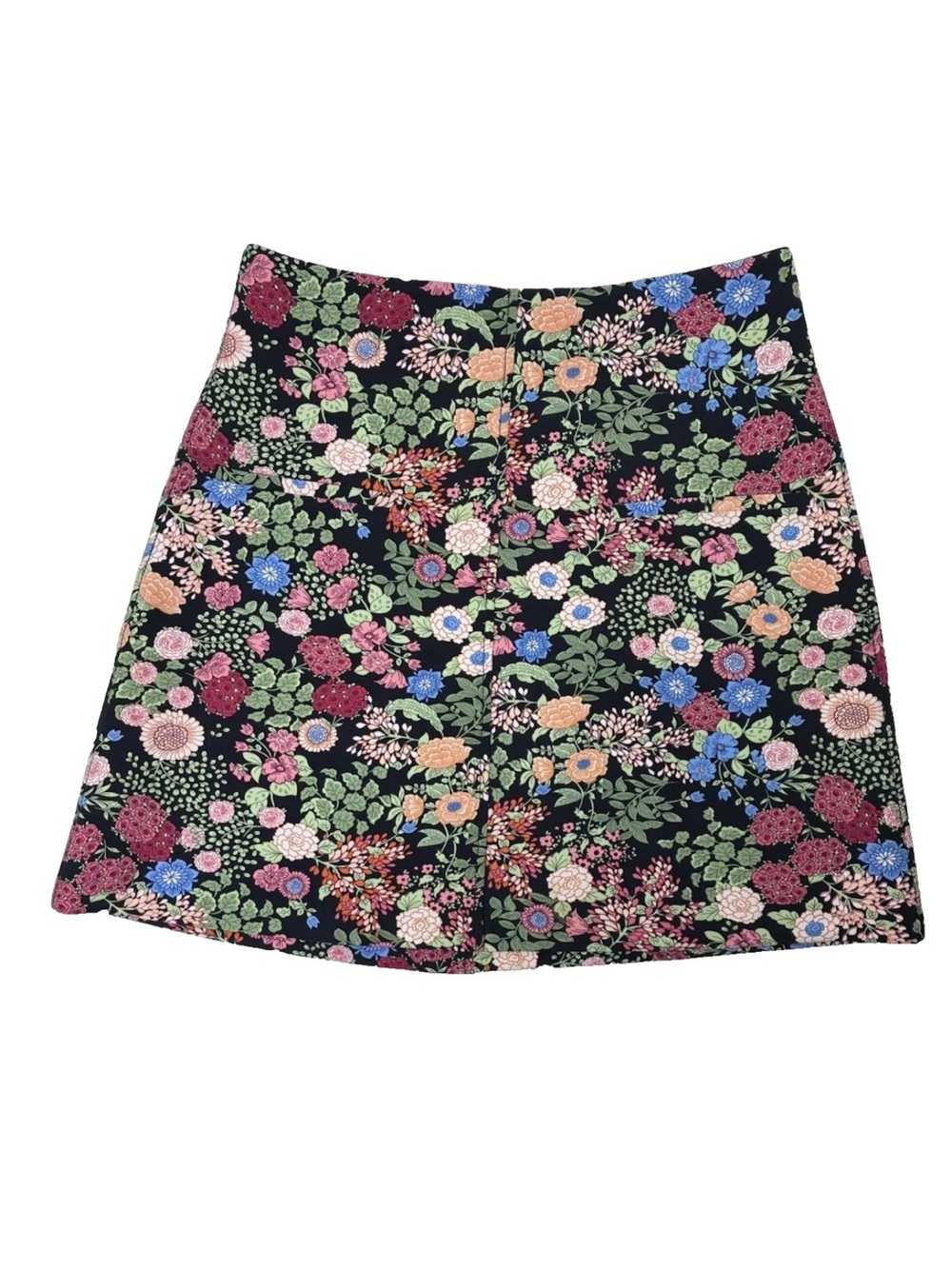 Zara Multi-Color Floral Print A-Line-Mini Skirt High Waist Black Size Medium